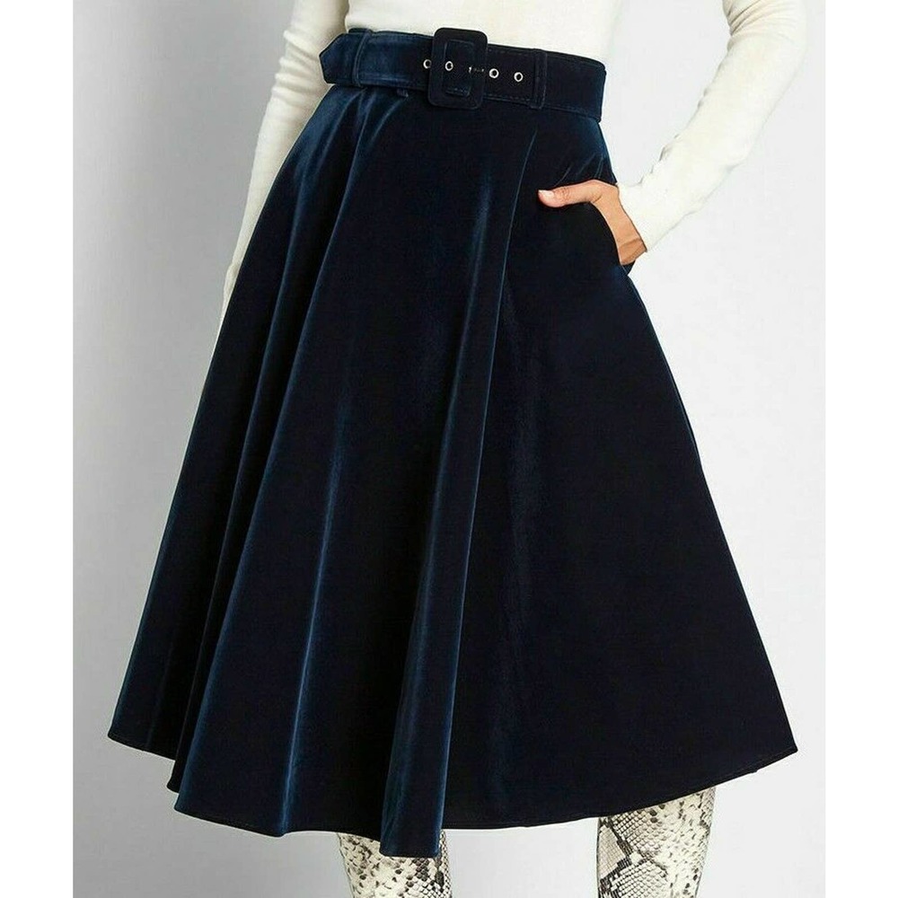 ModCloth x Collectif Lotte Velvet Swing Skirt NEW
